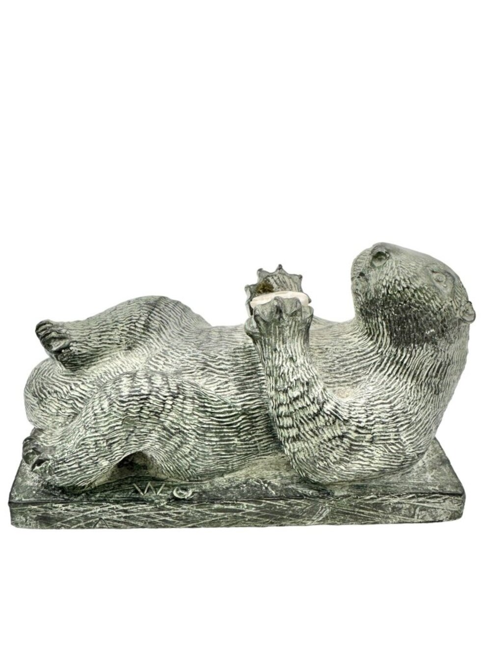 The Wolf Sculptures Handcrafted Canadian Gray Sea Otter Figurine W/ Shell